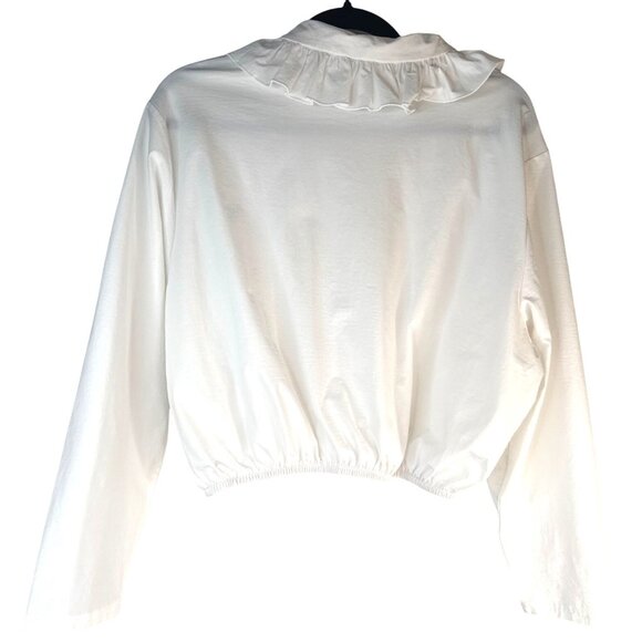 2/$30 ZARA Medium Ruffle Collar Long Sleeve Blouse White - Picture 10 of 15